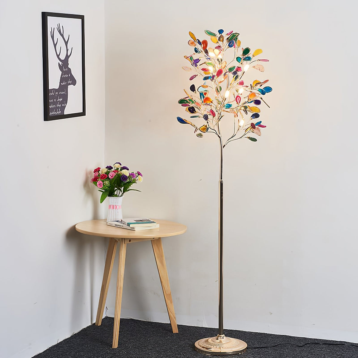 Achat-Stehlampe 175 cm in Baumform mit Naturstein