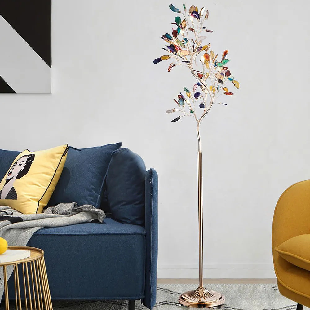 Achat-Stehlampe 175 cm in Baumform mit Naturstein