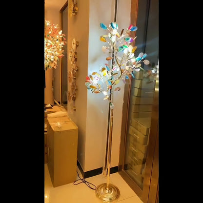 Achat-Stehlampe 175 cm in Baumform mit Naturstein