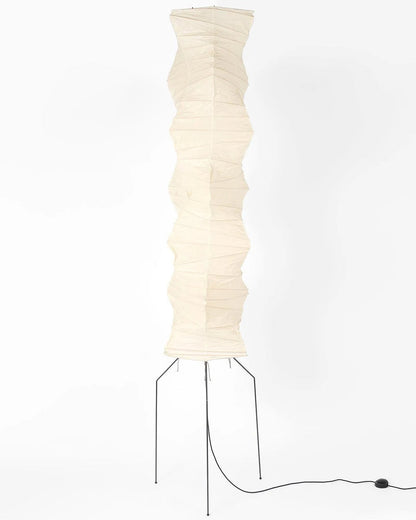 Japanse Washi Stehlampe mit Schwarzem Eisenrahmen