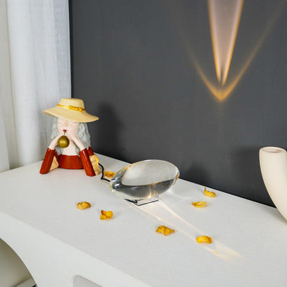 Kristallglas-Tischleuchte mit LED-Projektionseffekt und Chrom-Finish
