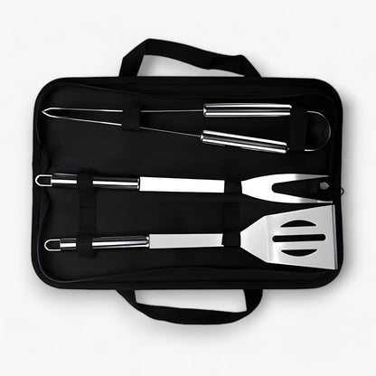 Edelstahl-Grillbesteck-Set mit praktischer Tragetasche