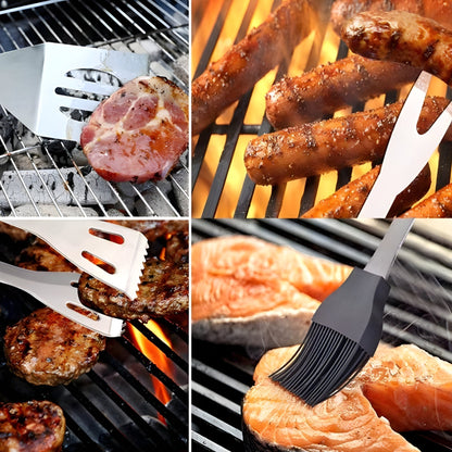 Edelstahl-Grillbesteck-Set mit praktischer Tragetasche