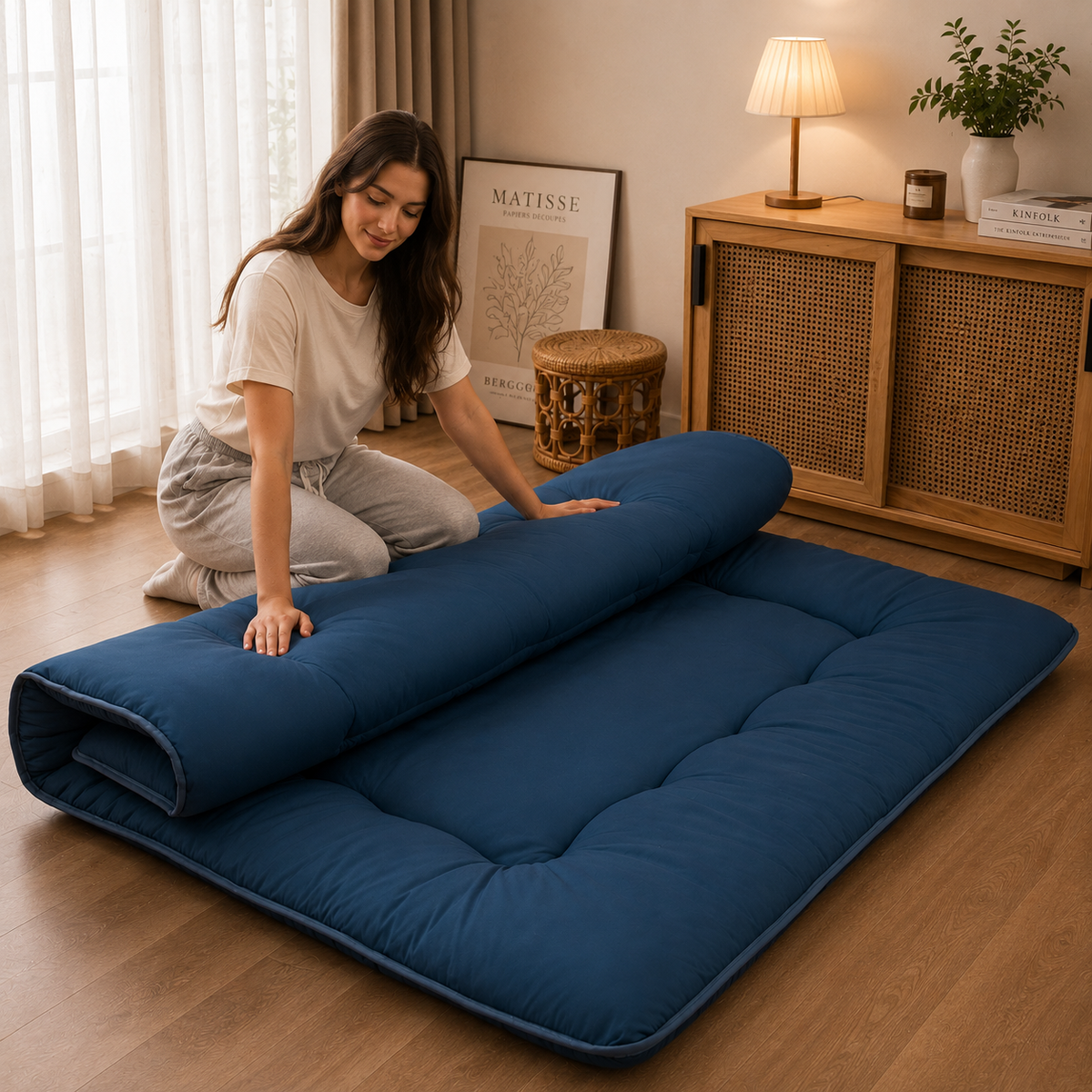 Faltbare Futonmatratze 10 cm mit Steppmuster