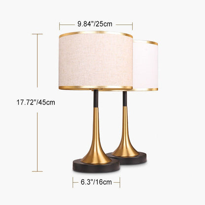 Vintage-Tafellampe mit Stoffschirm und Metallsockel