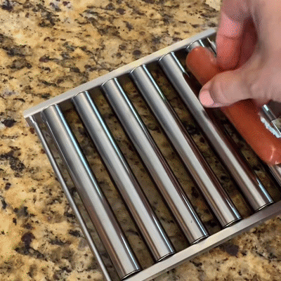 Edelstahl-Grill-Würstchenroller mit langem Holzgriff