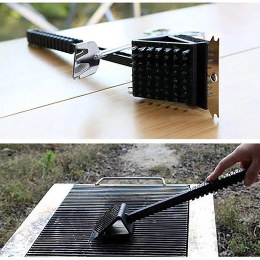 3-in-1 Grillborstel mit Schaber und Schwamm