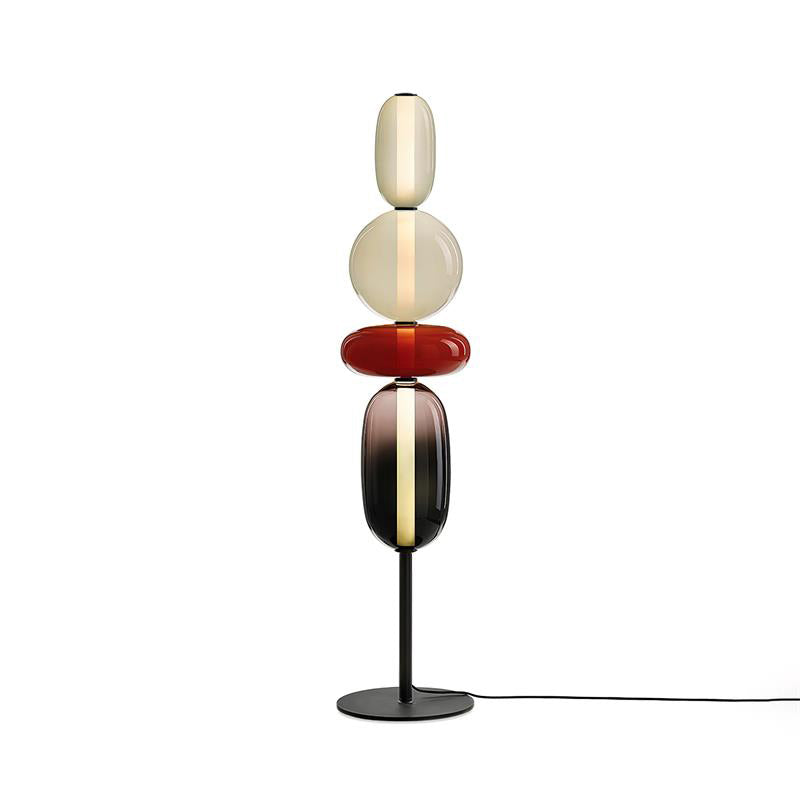 Moderne Stehlampe mit Mundgeblasenem Glasschirm