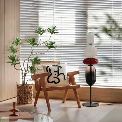 Handgeblasene Stehlampe aus Glas mit LED-Beleuchtung