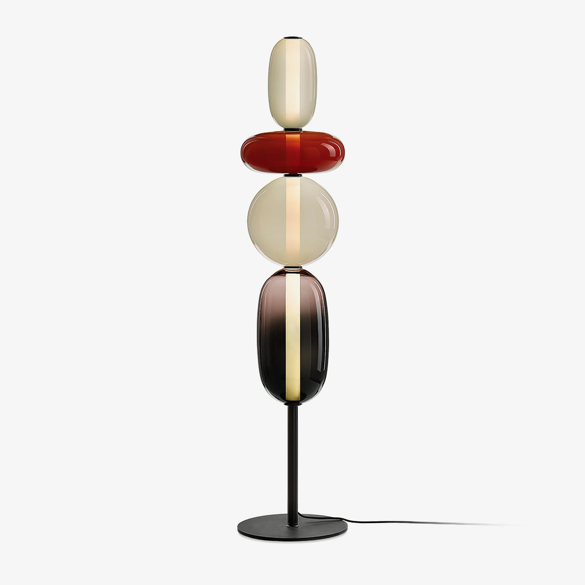 Handgeblasene Stehlampe aus Glas mit LED-Beleuchtung