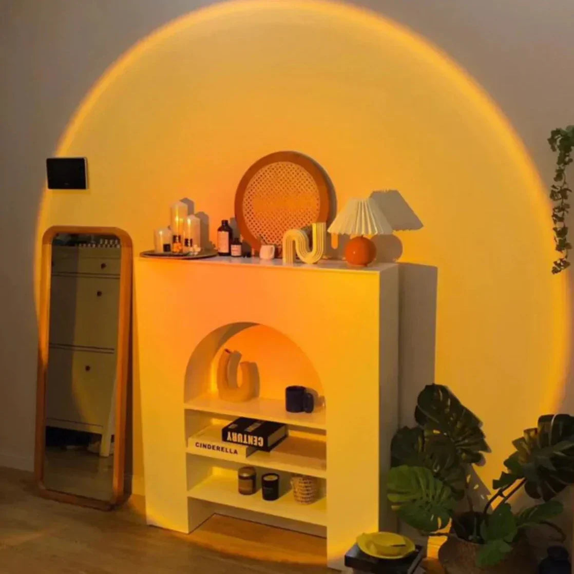 LED-Sonnenuntergangslampe mit 16 Farbmodi und 360°-Drehkopf