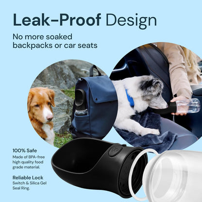 Kompakte Hunde-Trinkflasche mit integriertem Napf
