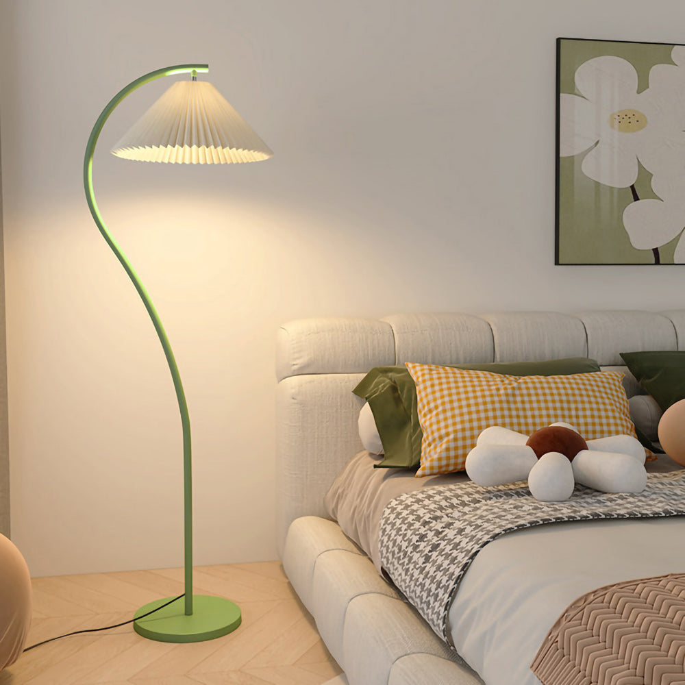 Moderne Stehlampe mit Plissiertem Stoffschirm 155 cm