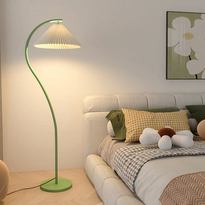 Moderne Stehlampe mit Plissiertem Stoffschirm 155 cm
