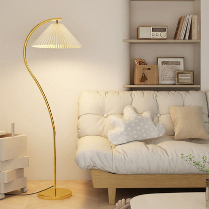 Moderne Stehlampe mit Plissiertem Stoffschirm 155 cm