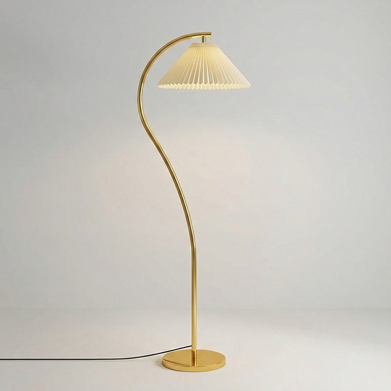 Moderne Stehlampe mit Plissiertem Stoffschirm 155 cm