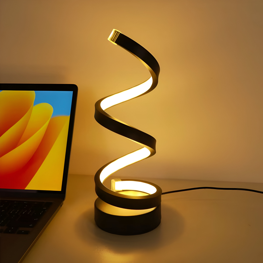 Dimmbare LED-Tischleuchte mit Spiral-Design und 3 Lichtfarben