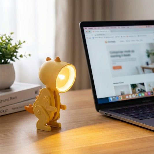 Faltbare Dinosaurus-Schreibtischlampe mit LED-Warmlicht
