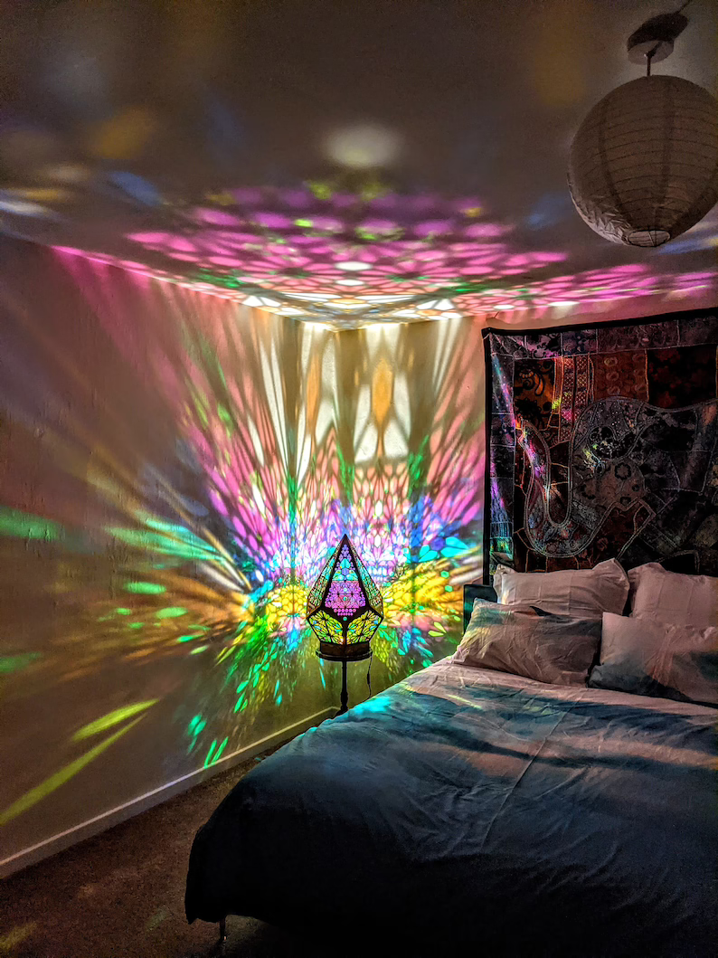 Boho-Diamant-Tischlampe mit USB-LED