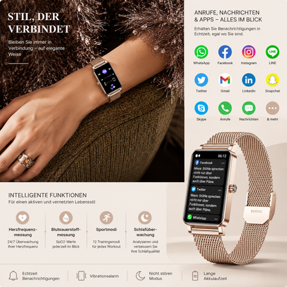 Damen smartwatch mit bluetooth-telefonie – 1,45 zoll HD-touchscreen – IP67 wasserdicht – bis zu 7 tage akkulaufzeit