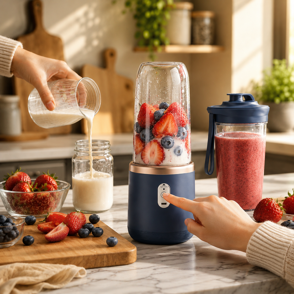 Tragbarer Standmixer mit Zwei Bechern