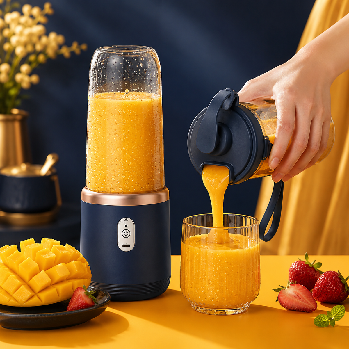 Tragbarer Standmixer mit Zwei Bechern