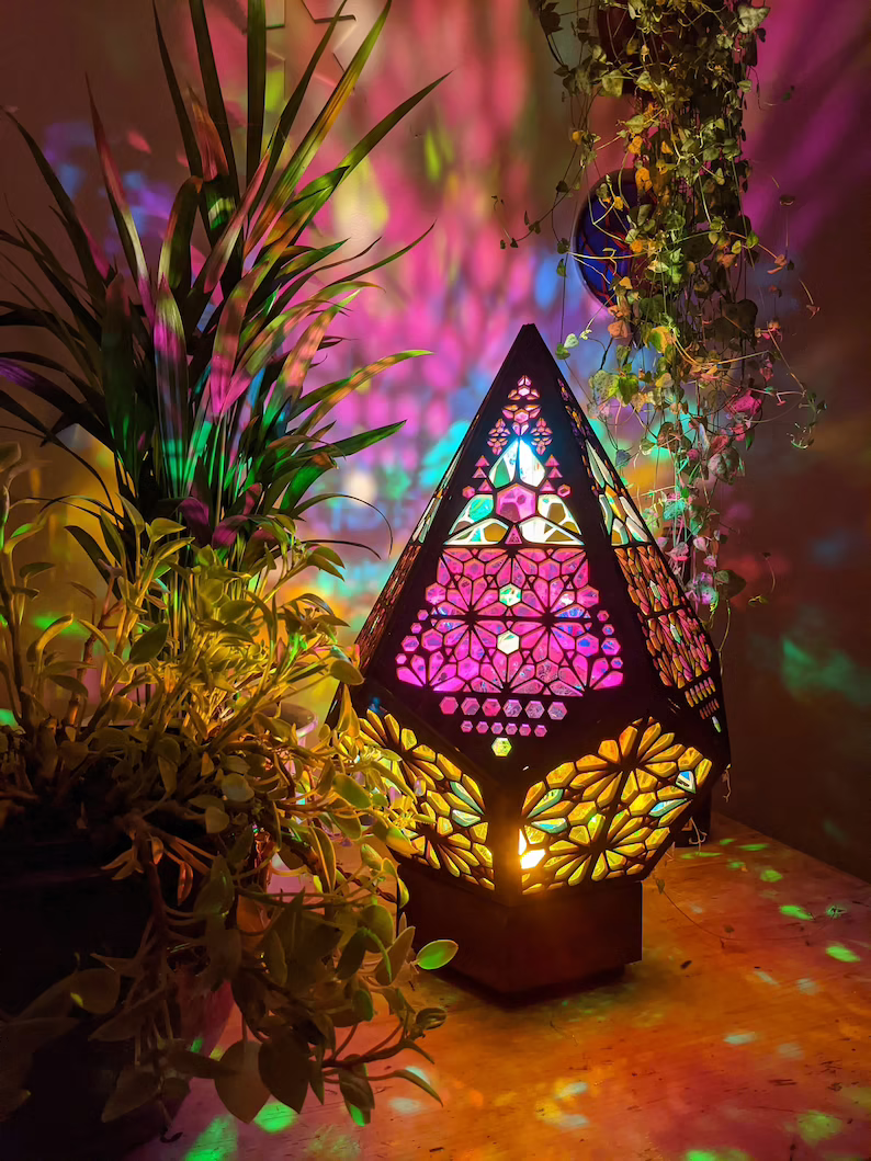 Boho-Diamant-Tischlampe mit USB-LED