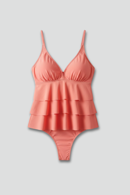 Damen-Tankini-Set mit Rüschen und V-Ausschnitt