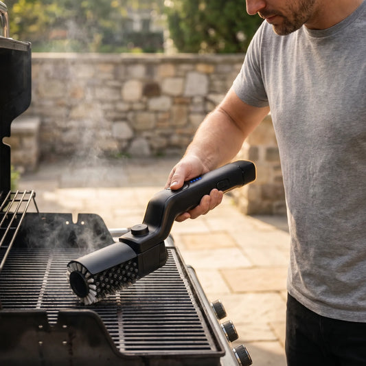 Elektrische Grillbürste mit rotierendem Bürstenkopf