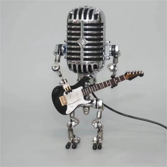 Robot-Tischlampe mit Gitarre und LED-Beleuchtung