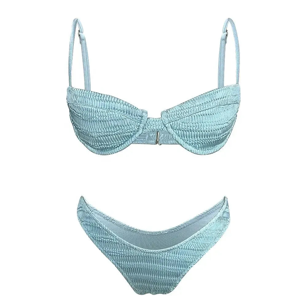 Damen-Bikini-Set mit Bügel und verstellbaren Trägern Blau