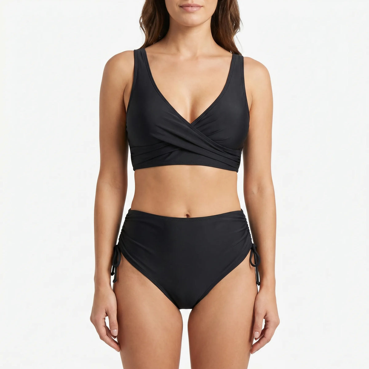 Damen-Bikini High-Waist Zweiteilig mit Wickeloptik