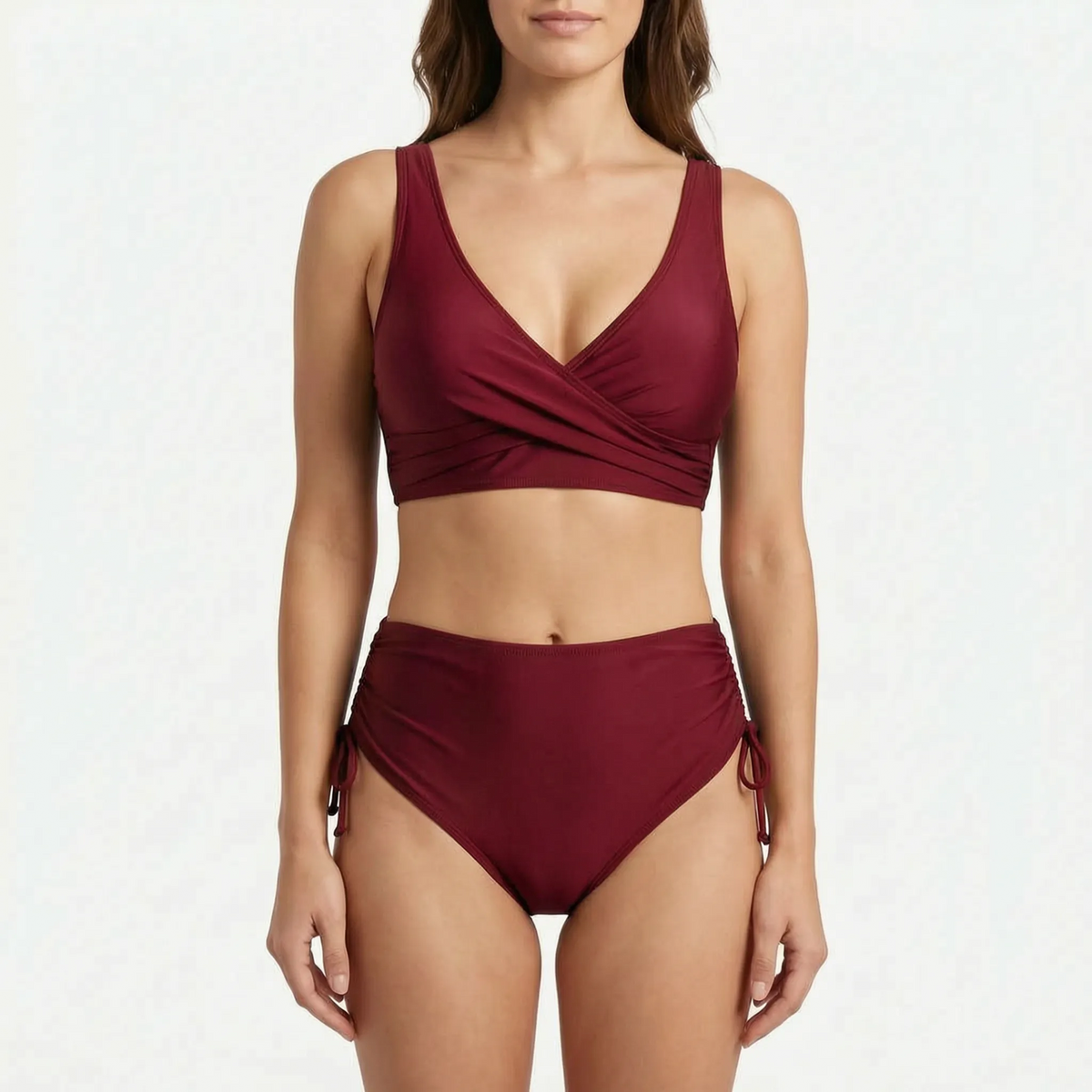 Damen-Bikini High-Waist Zweiteilig mit Wickeloptik