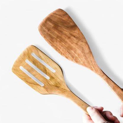 Teakholz-Kochbesteckset 9-teilig mit Utensilienhalter