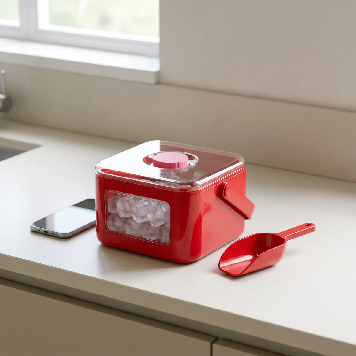 Eiswürfelbereiter mit praktischer Schublade