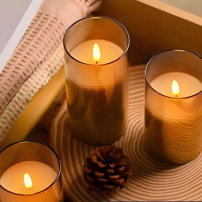 LED-Kerzen-Set im Glas mit Fernbedienung