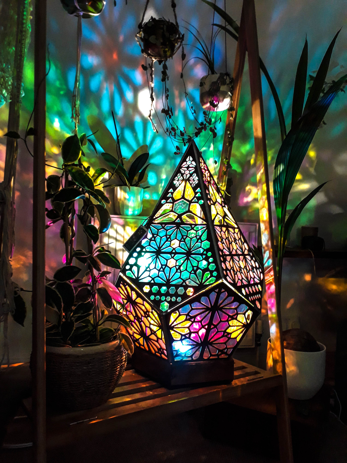 Boho-Diamant-Tischlampe mit USB-LED