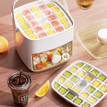 Eiswürfelform mit Behälter und Deckel