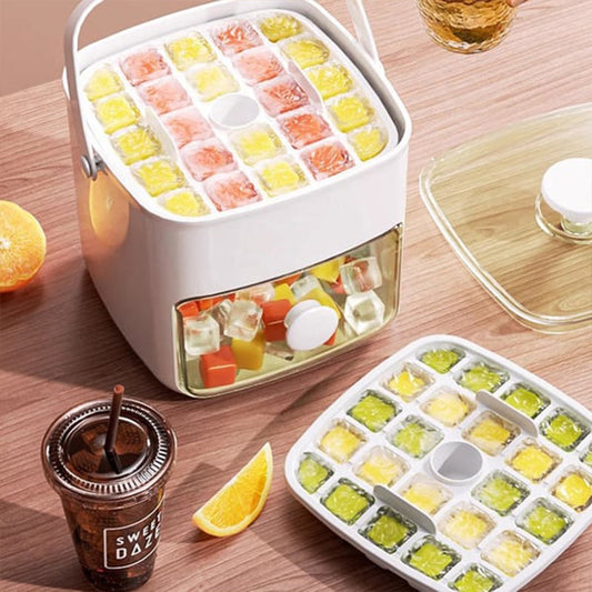 Eiswürfelform mit Behälter und Deckel