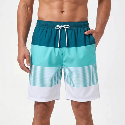 Herren-Badeshorts mit Kordelzug und Streifenmuster
