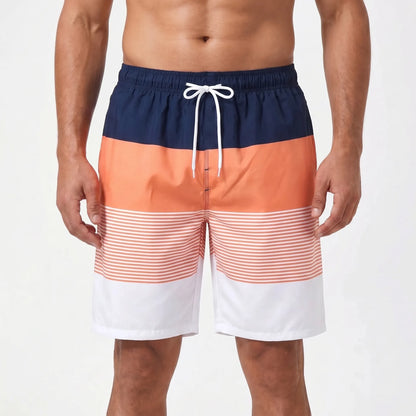 Herren-Badeshorts mit Kordelzug und Streifenmuster