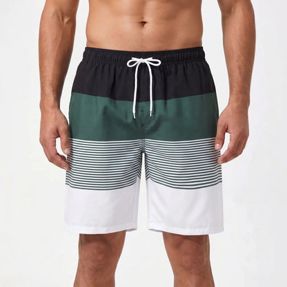 Herren-Badeshorts mit Kordelzug und Streifenmuster