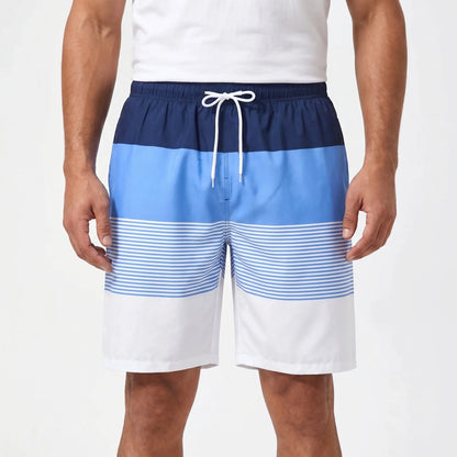 Herren-Badeshorts mit Kordelzug und Streifenmuster