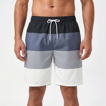Herren-Badeshorts mit Kordelzug und Streifenmuster