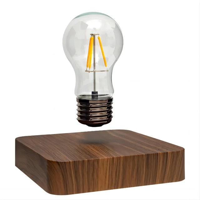 Schwebende LED-Tischlampe mit Massivholzsockel