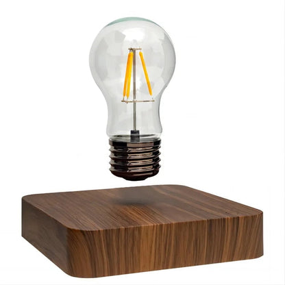 Schwebende LED-Tischlampe mit Massivholzsockel