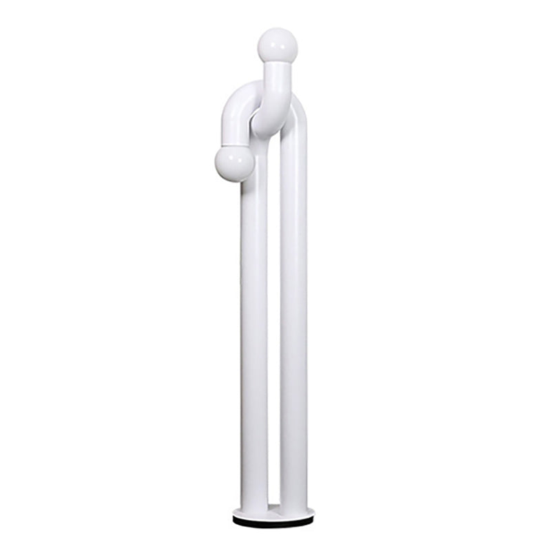 Moderne Bogen-Stehlampe mit zwei Glaskugeln