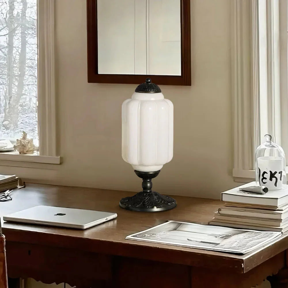 Retro-Tischleuchte mit Getexturiertem Glas