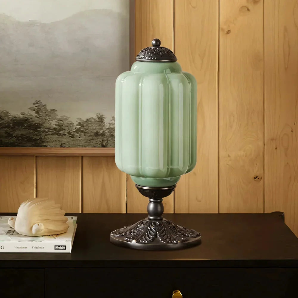 Retro-Tischleuchte mit Getexturiertem Glas