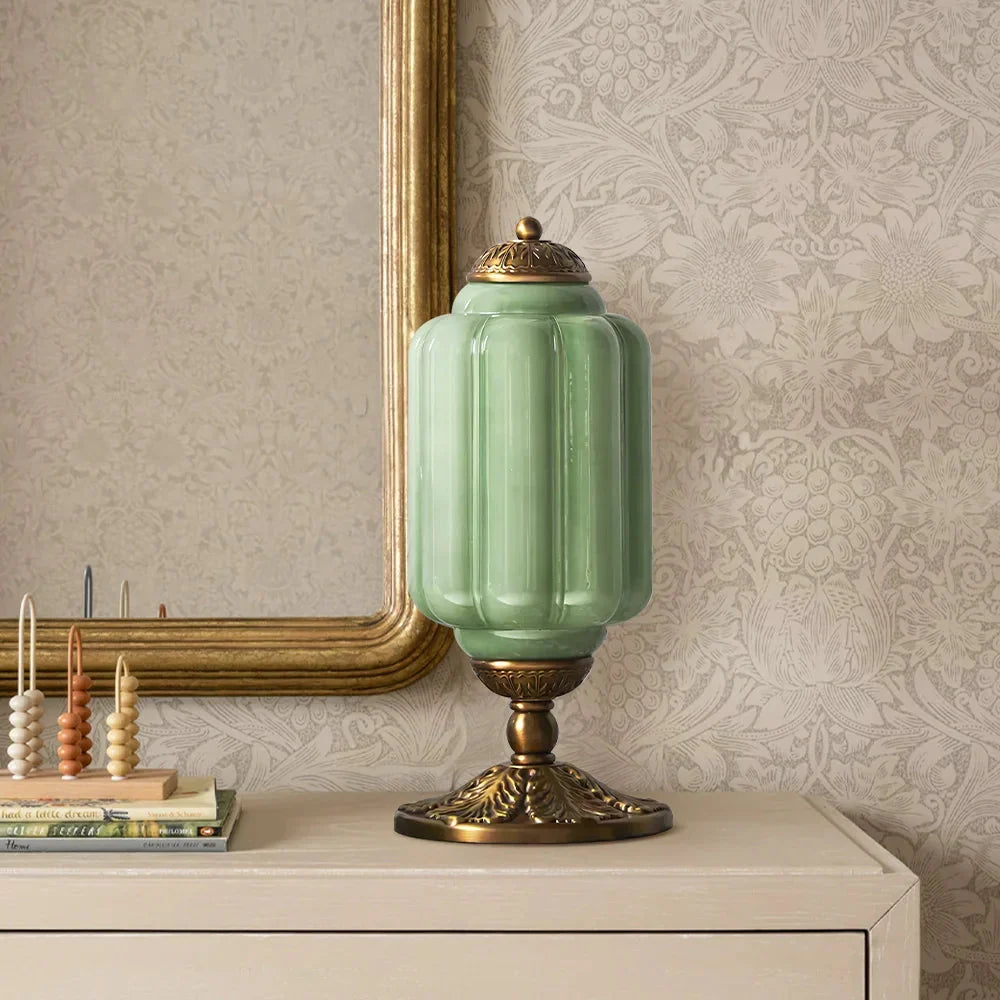 Retro-Tischleuchte mit Getexturiertem Glas